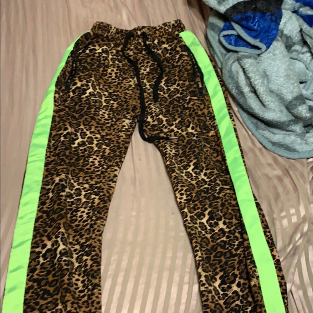 Leopard/lime green pants